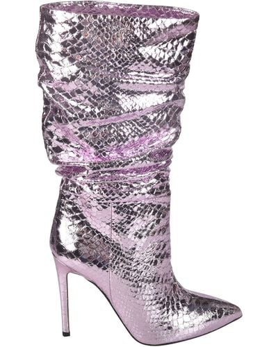 Paris Texas Metallic Printed Python Boots - Pink