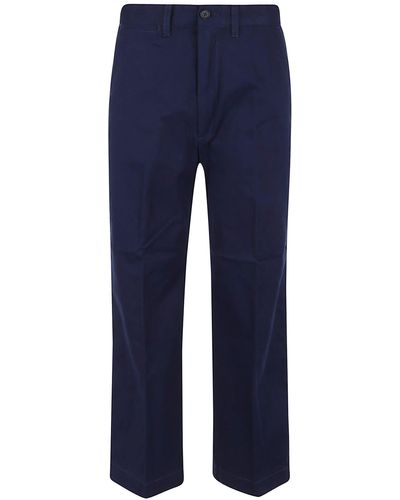 Polo Ralph Lauren Wide Leg Chino Cropped Trousers - Blue