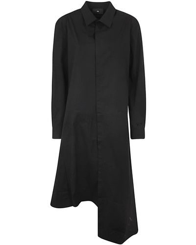 Y-3 Long Sleeves Polo Neck Midi Dress Clothing - Black