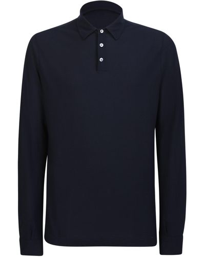 Zanone Long Sleeved Blue Polo Shirt