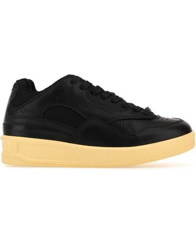 Jil Sander Leather And Fabric Basket Trainers - Black