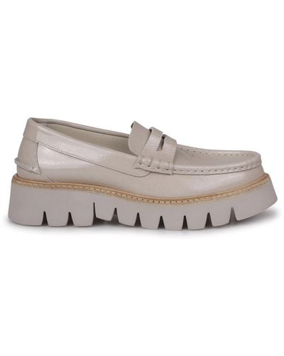 Pedro Garcia Penny-slot Leather Loafers - Gray