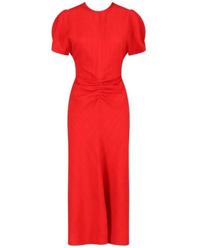 Victoria Beckham Draped Exclusive Midi Dress - Red