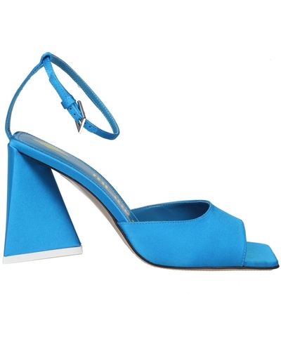 The Attico Piper Sandal In Turquoise Color Satin - Blue