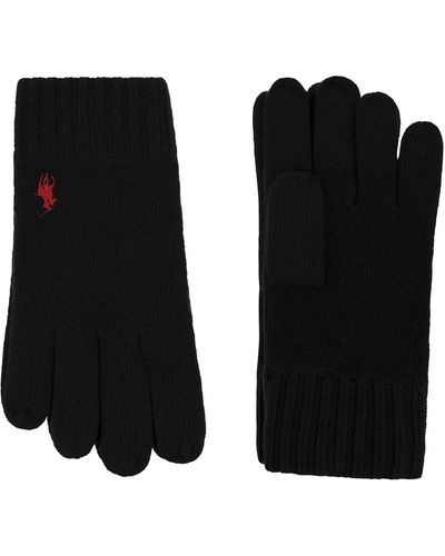 Polo Ralph Lauren Knitted Touch Gloves With Pony - Black