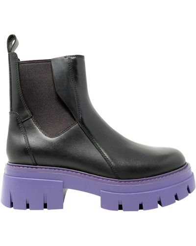 Ash Links04 Mustang Ebano/purple Leather Ankle Boots - Brown