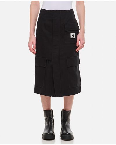 Sacai X Carhartt Wip Cotton Skirt - Black