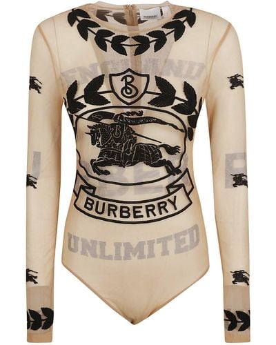 Burberry Logo Embroidered Bodysuit - White