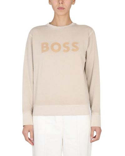 BOSS Crewneck Sweatshirt With Logo - White