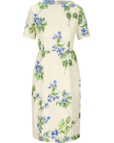 Prada Floral Print Short-sleeve Dress - White