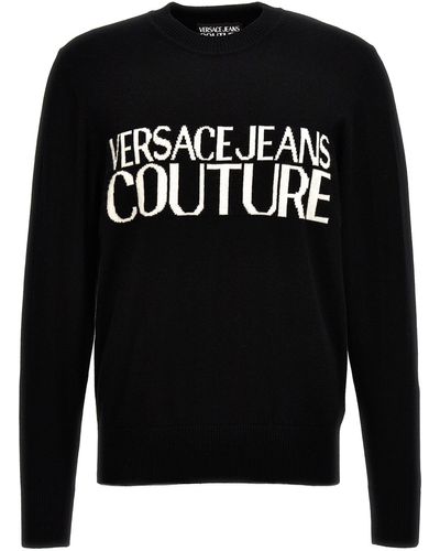 Versace Logo Intarsia Jumper Jumper, Cardigans - Black