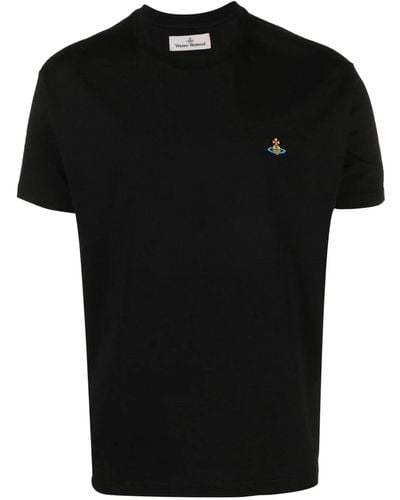 Vivienne Westwood Orb-embroidered Cotton T-shirt - Black