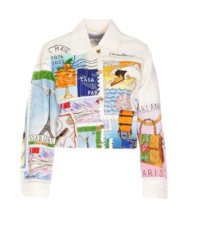 Casablancabrand Souvenirs De Vacance Denim Jacket - White