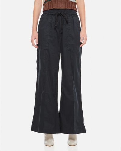 Women's Rib Knit High Waist Cutout Wide Leg Pants Black - Walmart.com