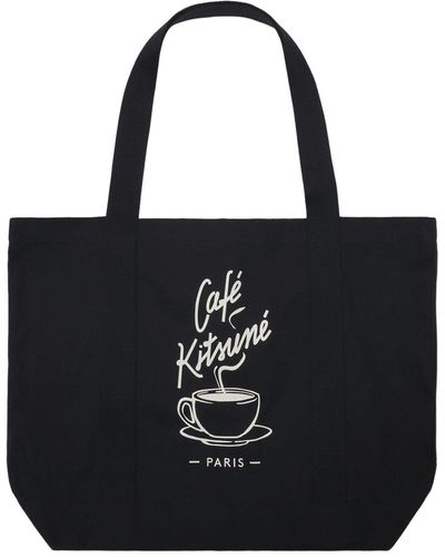 Maison Kitsuné Cafe Kitsune Coffee Cup Tote Bag - Black