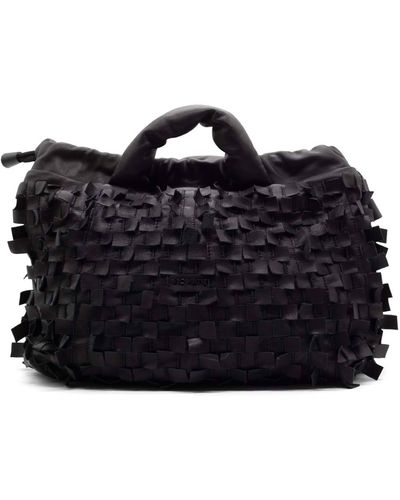 Vic Matié Leather Handbag With Shoulder Strap - Black