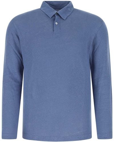 Hartford Light-blue Linen Polo Shirt