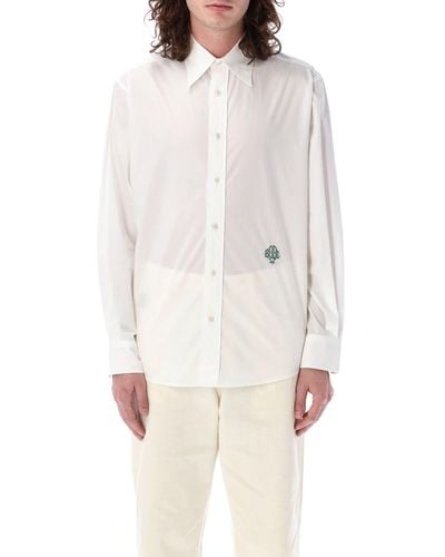 Bode Monogrammed Poplin Shirt - White