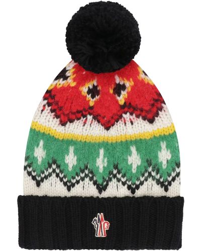 3 MONCLER GRENOBLE Knitted Wool Hat With Pom-pom - Red
