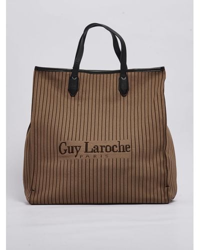 Guy Laroche Hand Bag In Beige Canvas in Natural