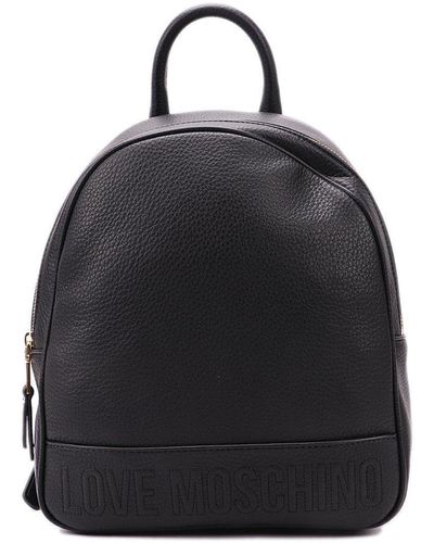 Moschino Logo-embossed Zipped Backpack - Black