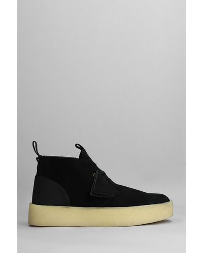 Clarks Desert Cup Lace Up Shoes In Black Suede - Gray
