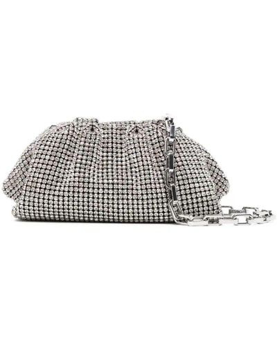 Self-Portrait Crystal-Chainmail Clutch Bag - White