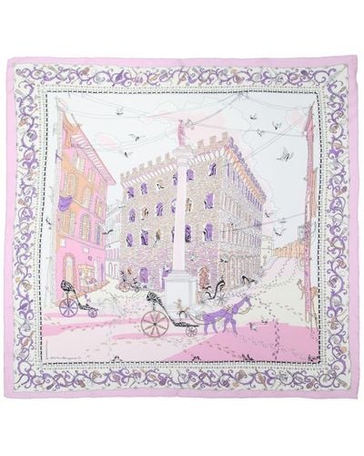 Ferragamo Palazzo Spini Feroni Foulard In Silk - Pink