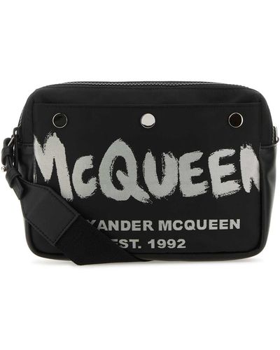 Alexander McQueen Fabric Mcqueen Graffiti Crossbody Bag - Black