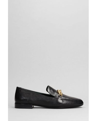 Tory Burch Jessa Loafers In Black Leather - Grey