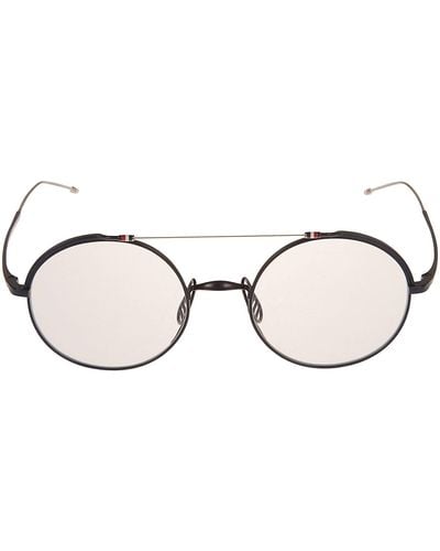 Thom Browne Top Bar Round Glasses - Natural