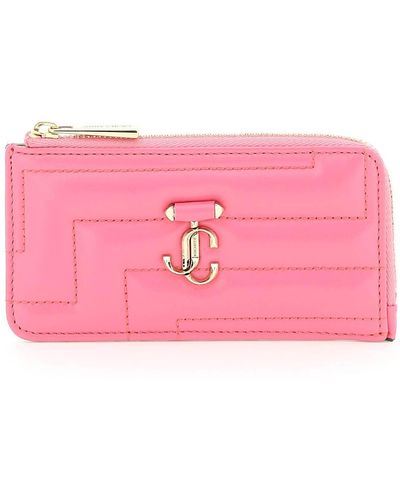 Jimmy Choo Quilted Nappa Leather Zipped Cardholder - Pink