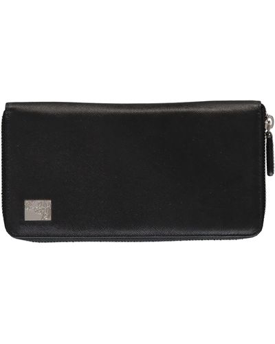 Versace Leather Zip Around Wallet - Black