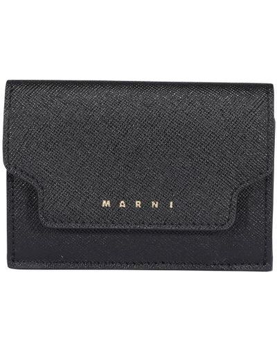 Marni Logo Printed Folded Wallet - Black