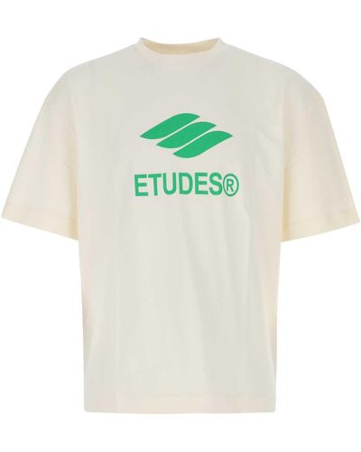 Etudes Studio Cream Cotton T-Shirt - Green