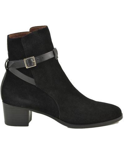 L'Autre Chose Suede And Leather Booties - Black