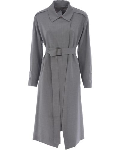 Max Mara Studio Bondeno Overcoat In Cool Wool - Gray