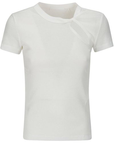 Helmut Lang Asymmetrical Slash Short Sleeved Top - White