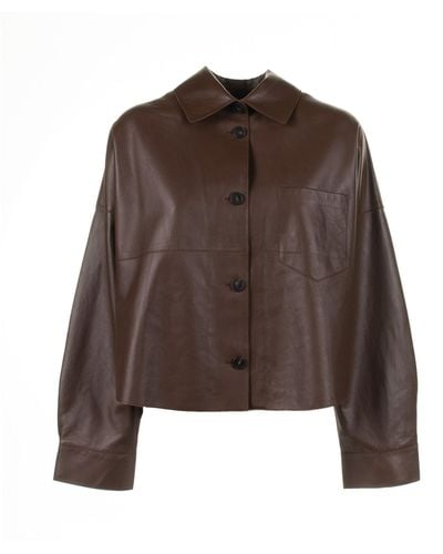 Weekend by Maxmara Leather Jacket With Buttons - Brown