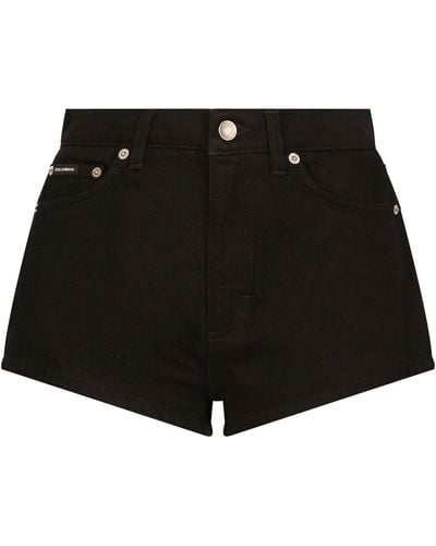 Dolce & Gabbana Logo-patch Denim Shorts - Black