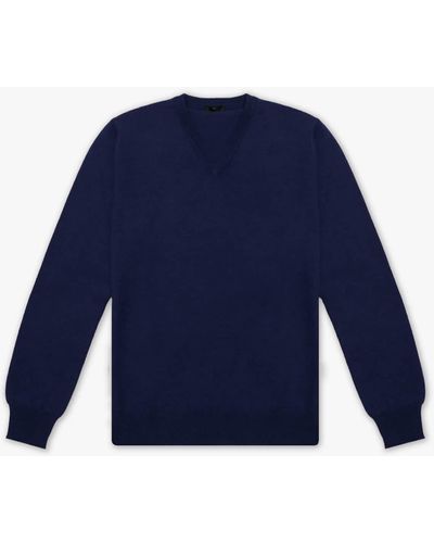 Larusmiani V-Neck Sweater Bachelor Sweater - Blue