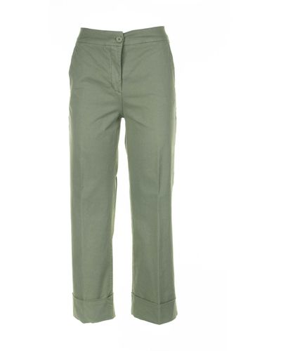 Via Masini 80 Garment-Dyed Gabardine Trousers - Green