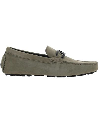 Fendi Suede Driver Loafers - Green