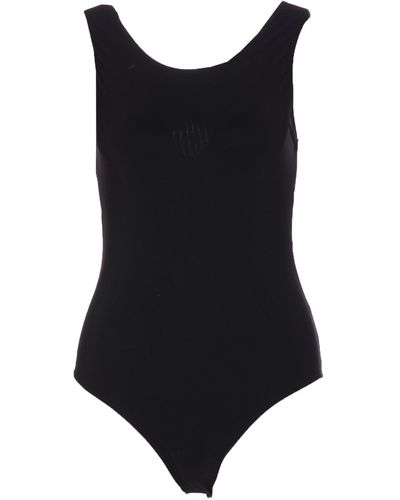 Dolce & Gabbana Swimsuit With Branded Criss-Cross Straps - Black