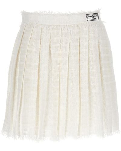 Balmain Tweed Skater Skirt Skirts - White