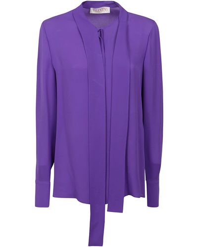 Valentino Shirt In Georgette - Purple