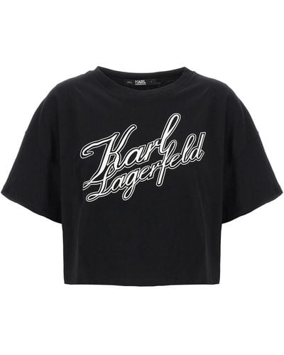 Karl Lagerfeld Athleisure Cropped T-shirt - Black
