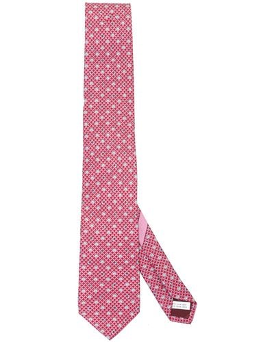 Ferragamo Salvatore Pure Silk Twill Tie Decorated - Pink