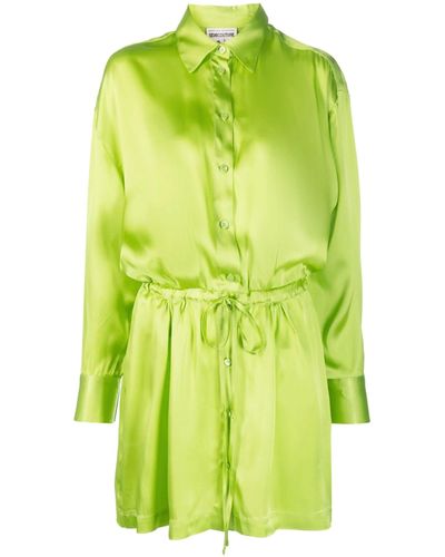 Semicouture Lime Green Silk Blend Shirt Dress