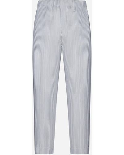 Homme Plissé Issey Miyake Pleated Fabric Trousers - White